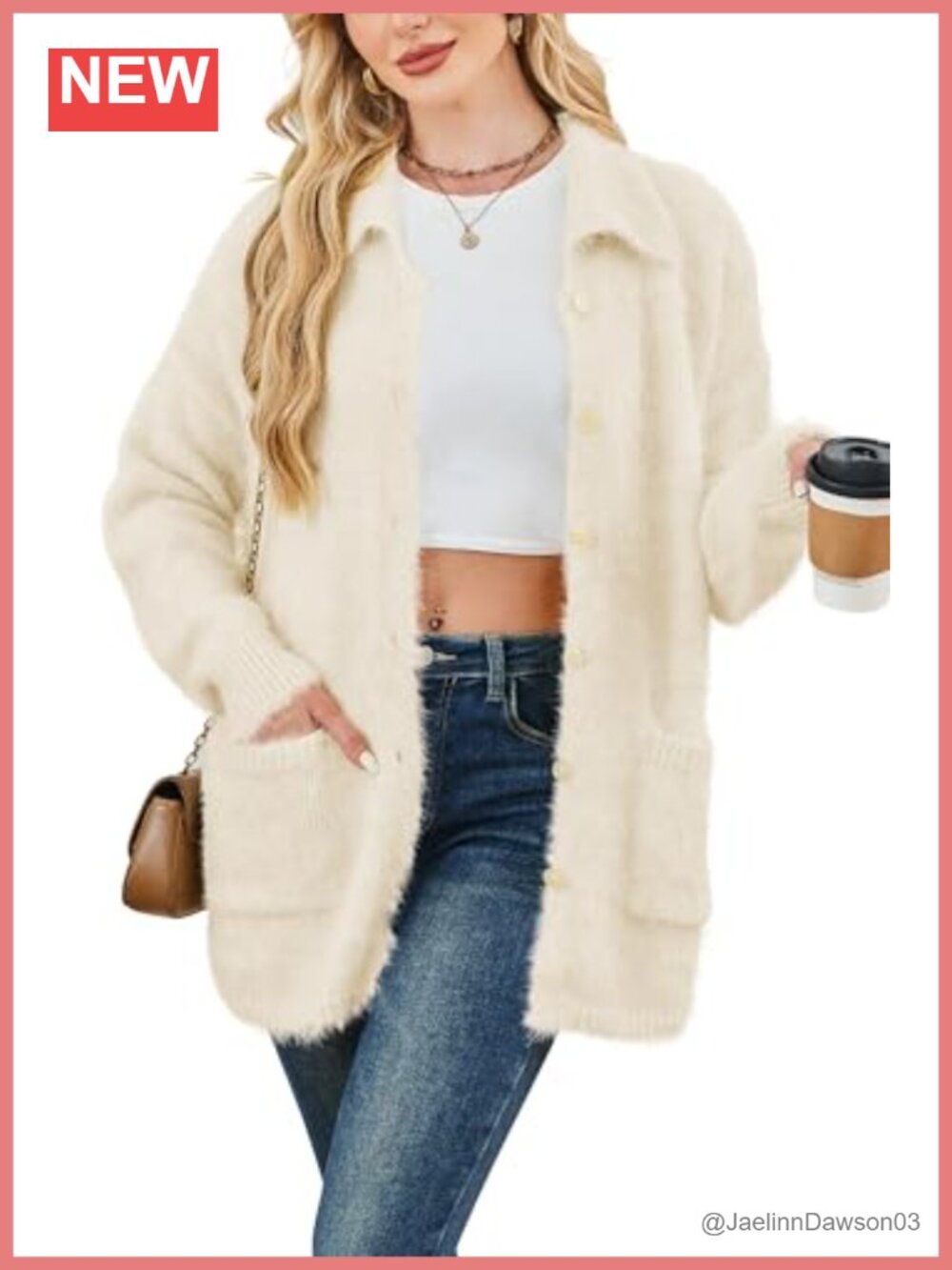 Oversized Fuzzy Knit Cardigan Collared Open Front Sweater Pockets